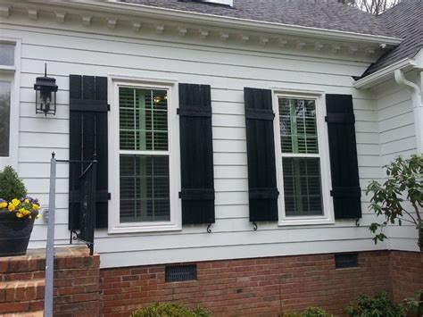 farmhouse wood shutters black metal face brackets|black farmhouse shutters.